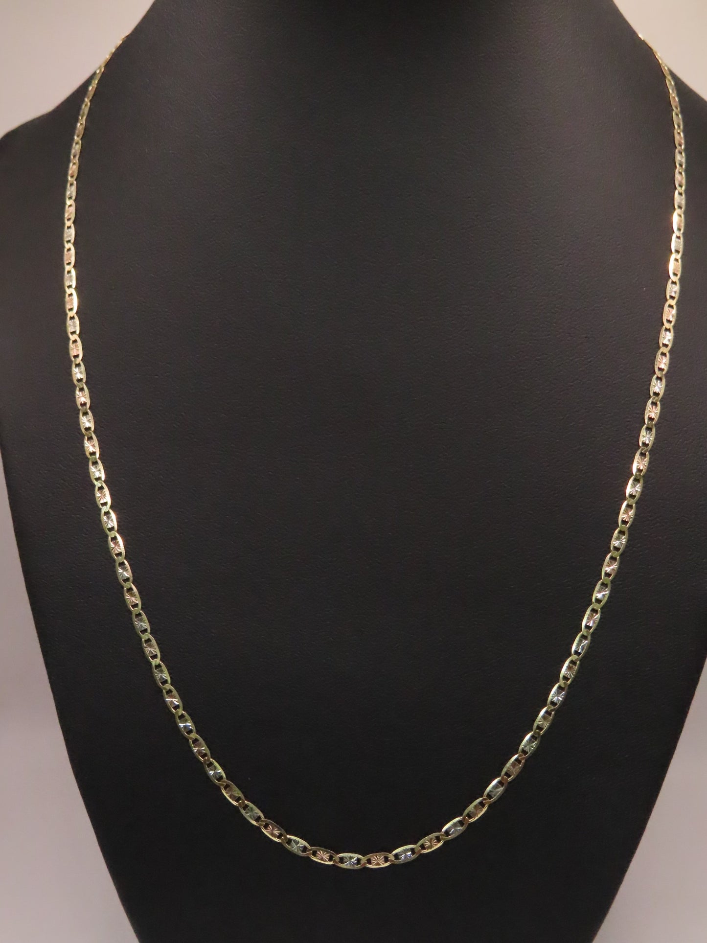 14k diamond cut 3tones gold chain