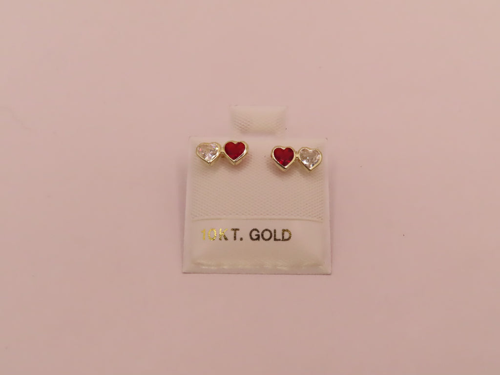 10k Gold doble mini hearts earring