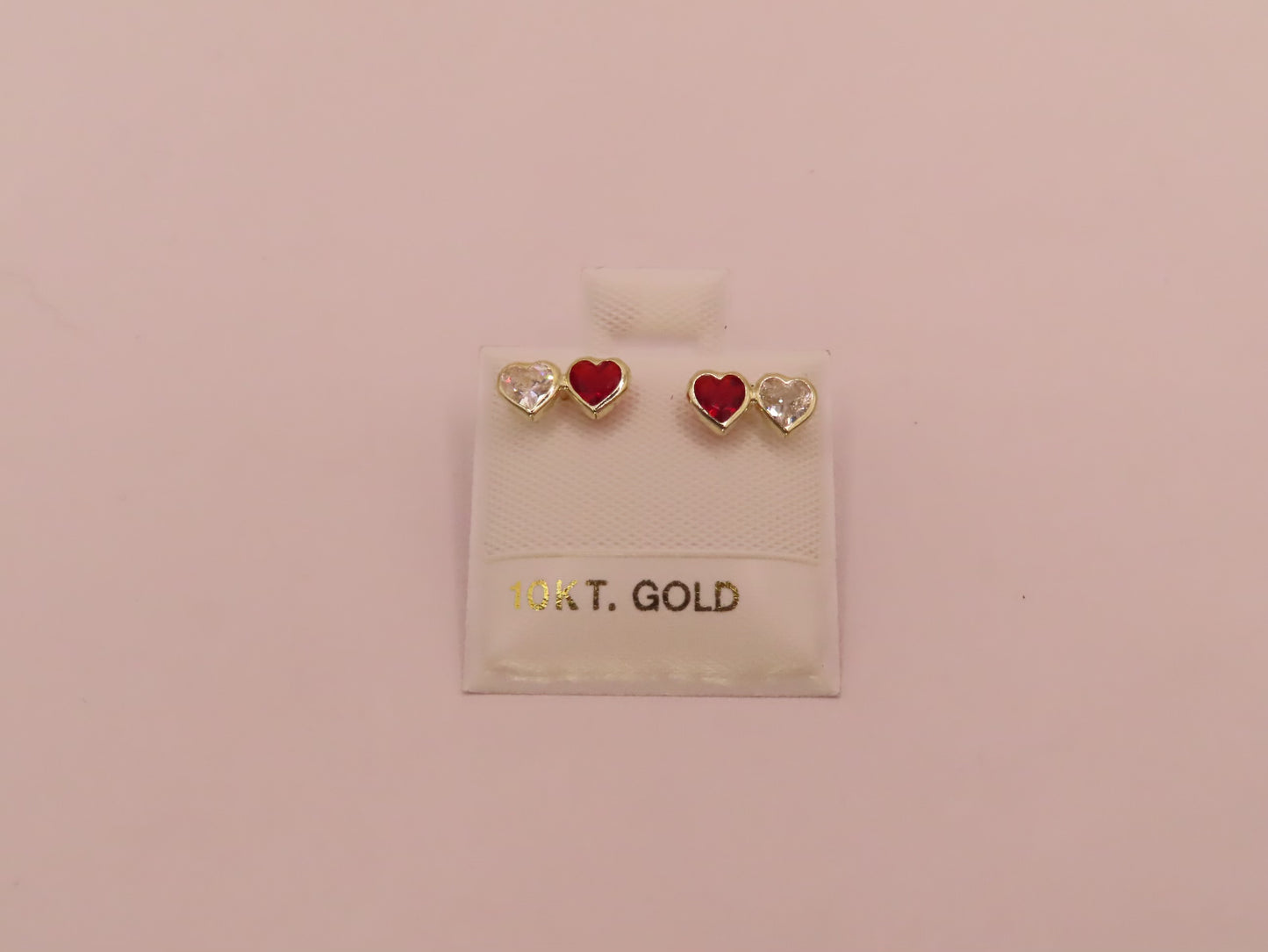 10k Gold doble mini hearts earring
