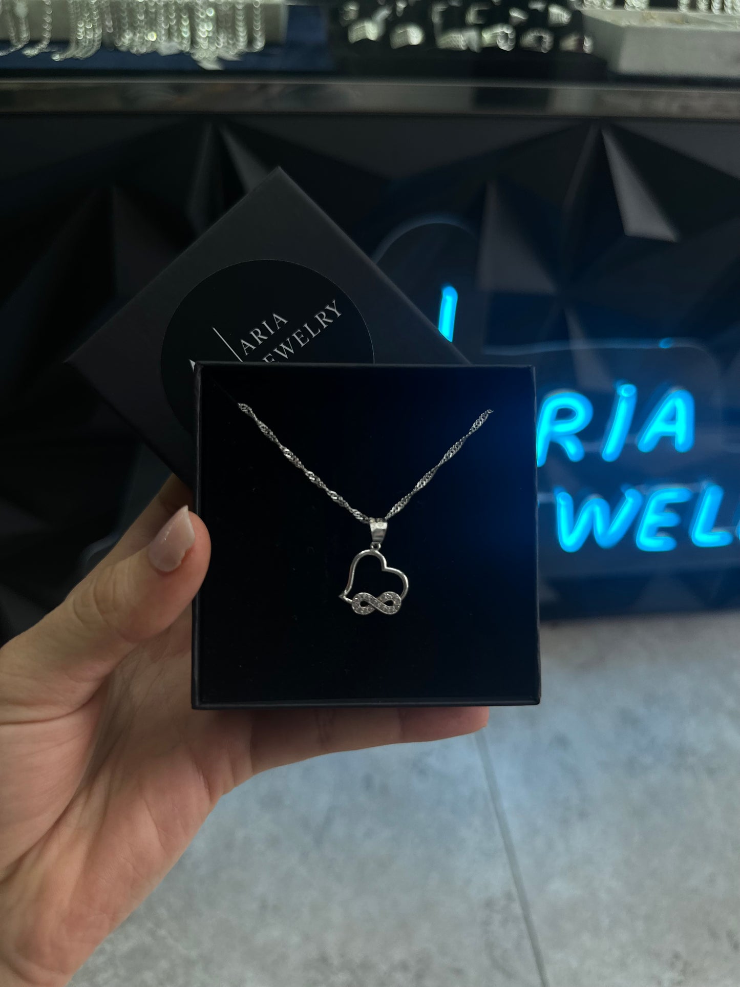 925 silver heart w/infinite set