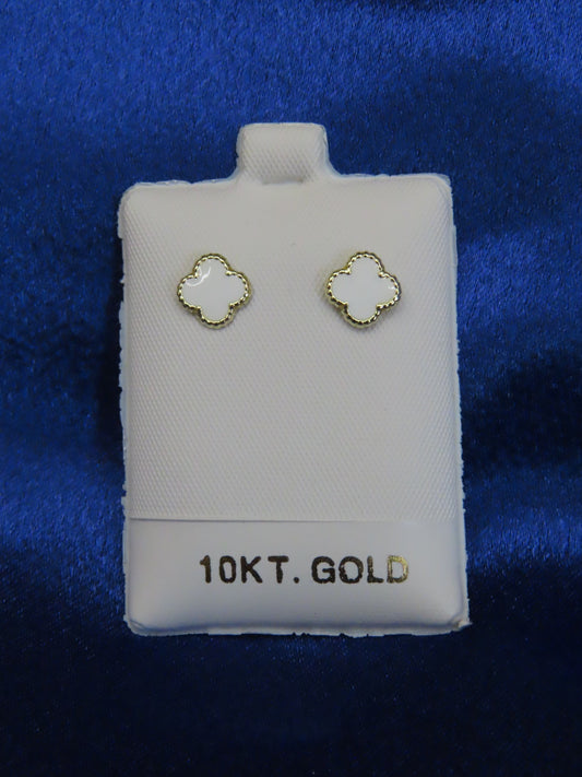 White Clover 10k gold stud earrings