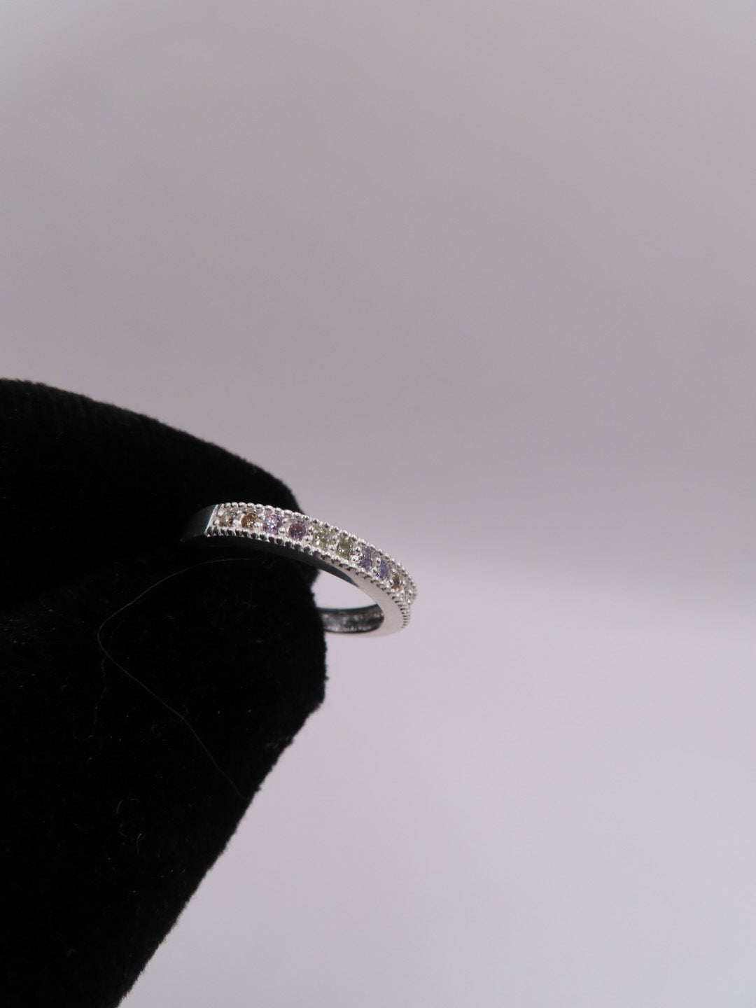 925 silver band w/ colorful cz
