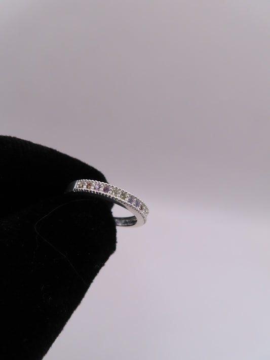 925 silver band w/ colorful cz