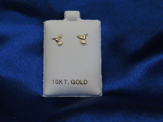 Humming bird 10k gold stud earrings