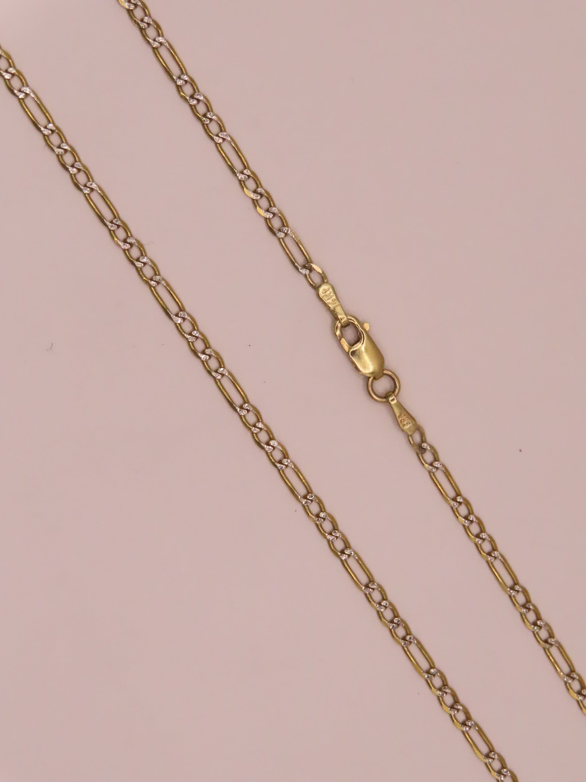 14k Gold diamond cut figaro chain