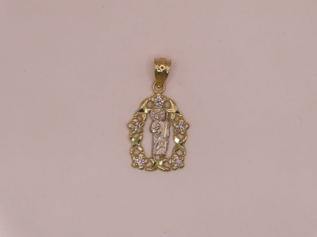 14k Gold San Judas Pendant 1.2in