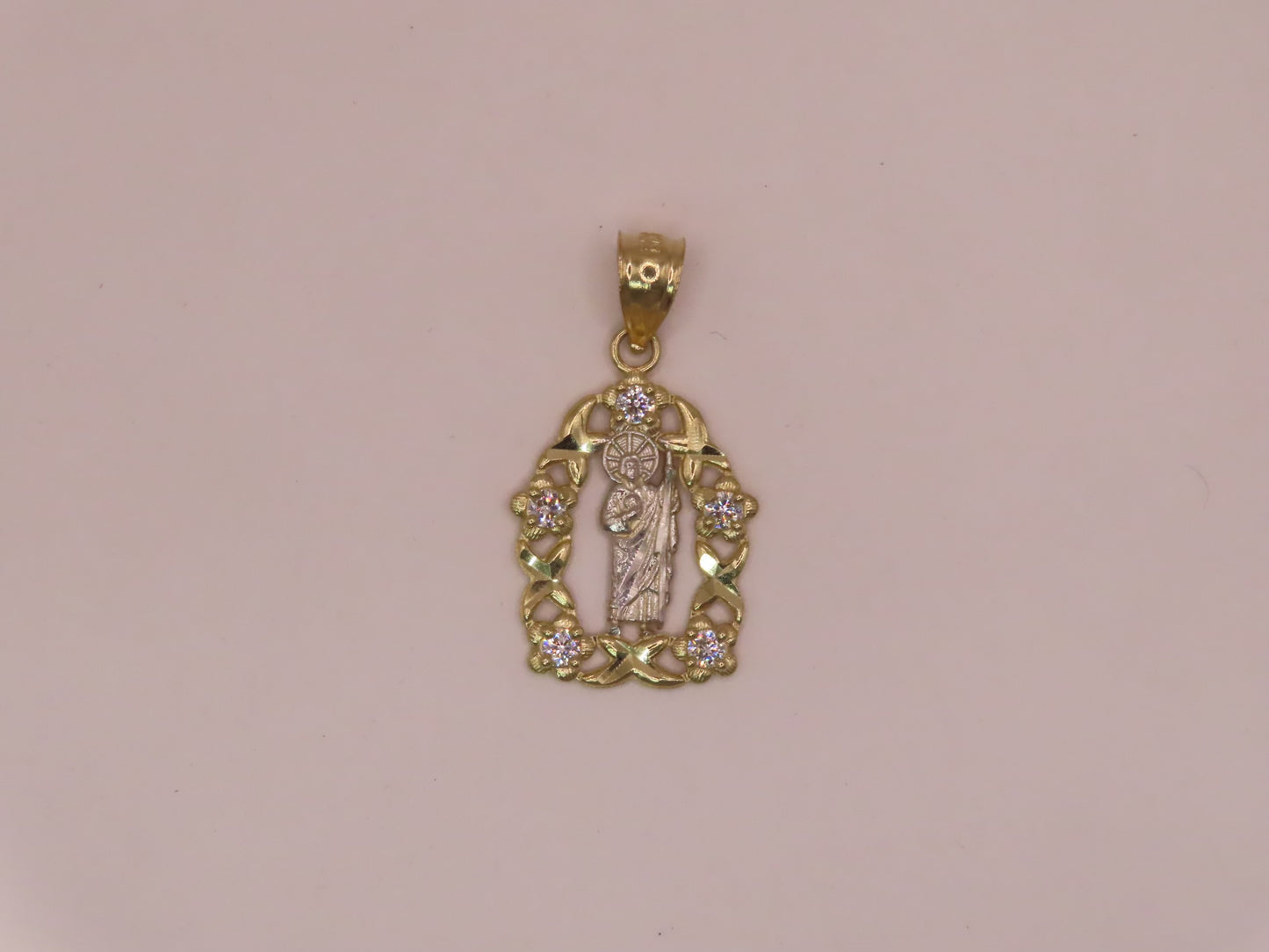 14k Gold San Judas Pendant 1.2in