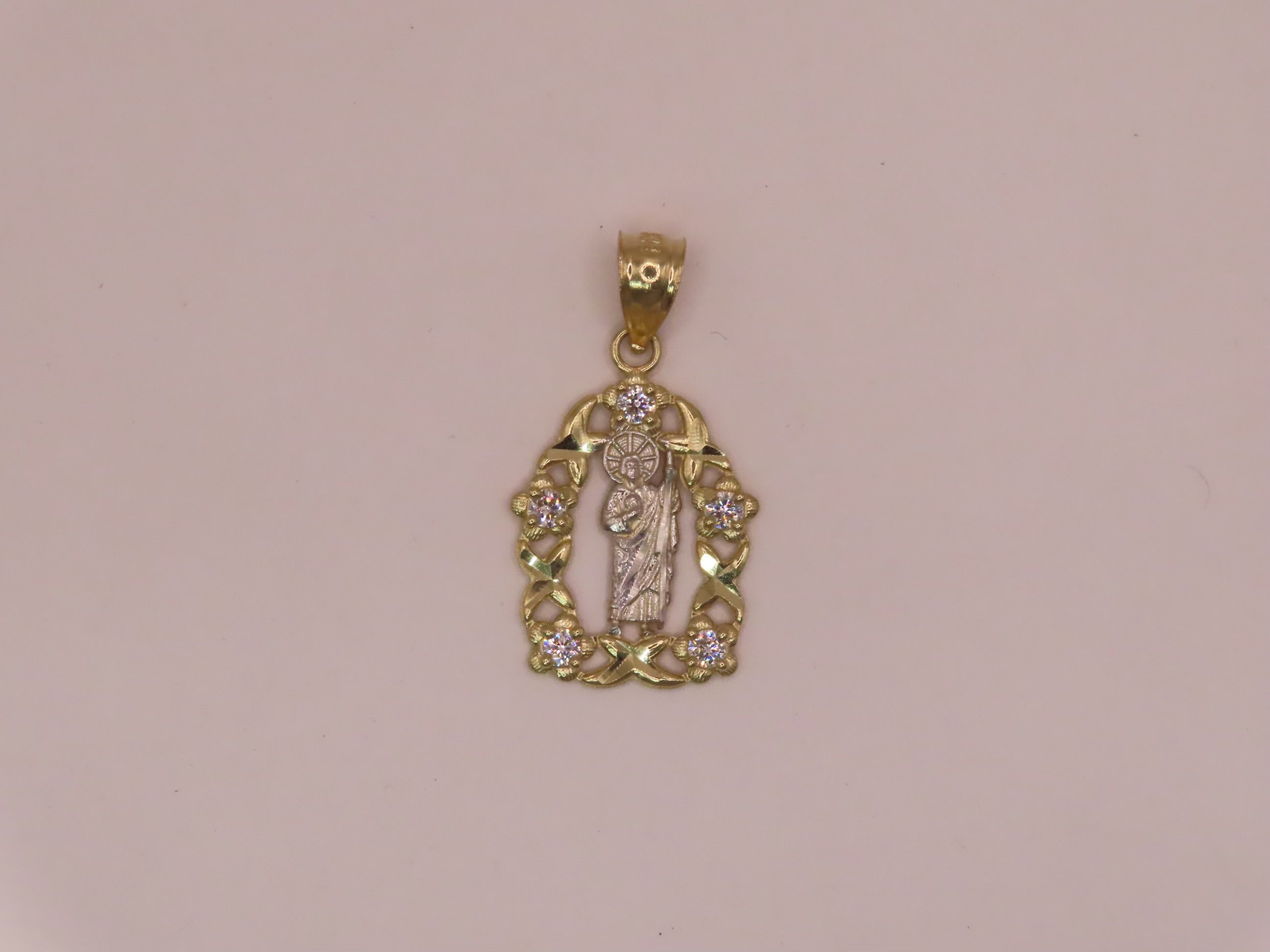14k Gold San Judas Pendant 1.2in