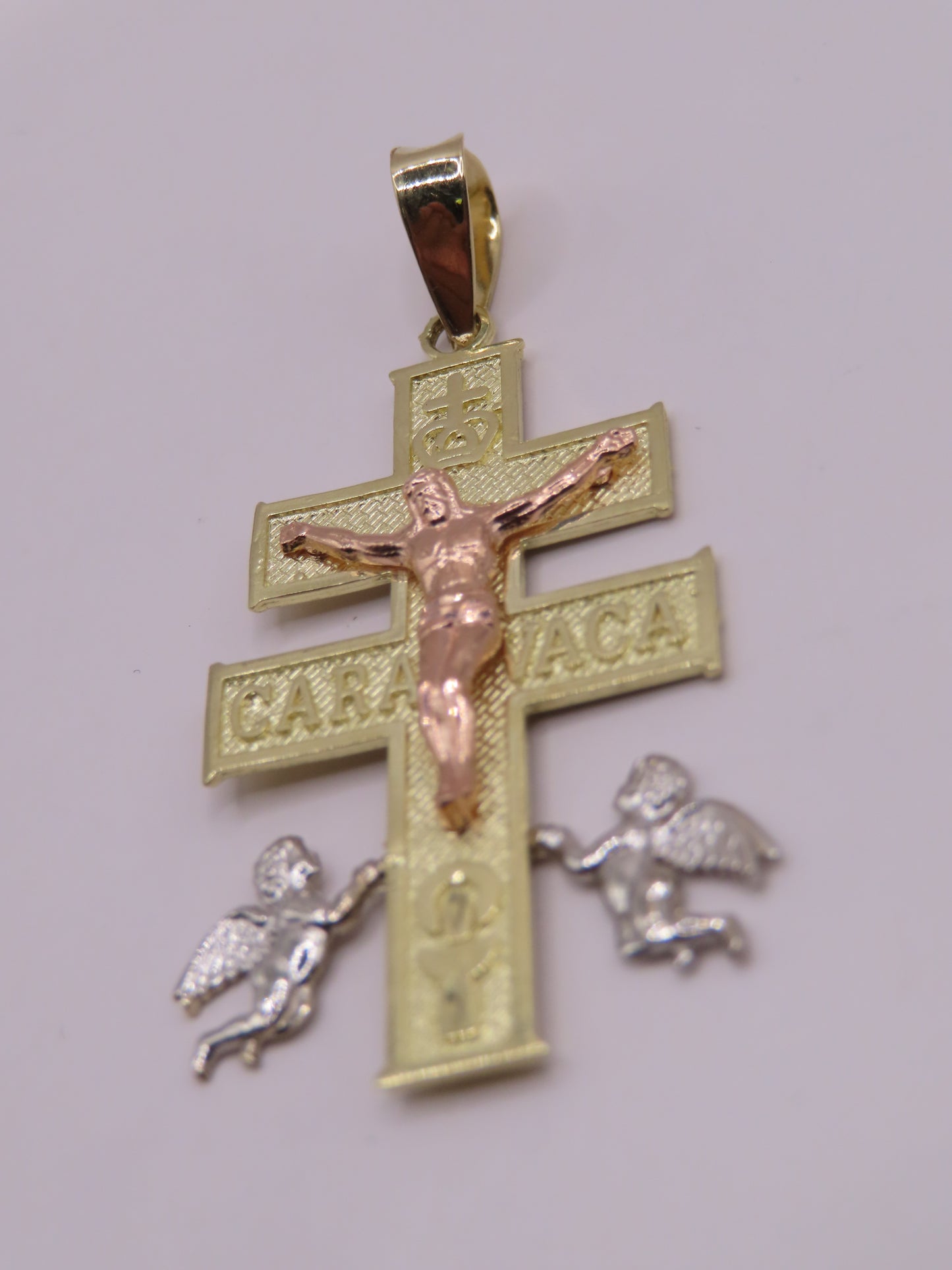 10k 3tones Gold Caravaca Cross 2in 3.87g