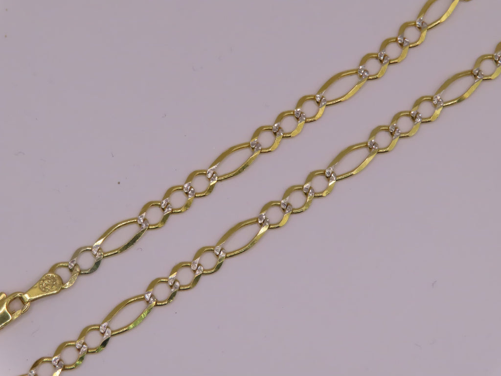 10k gold diamond cut figaro chain 24in/5mm