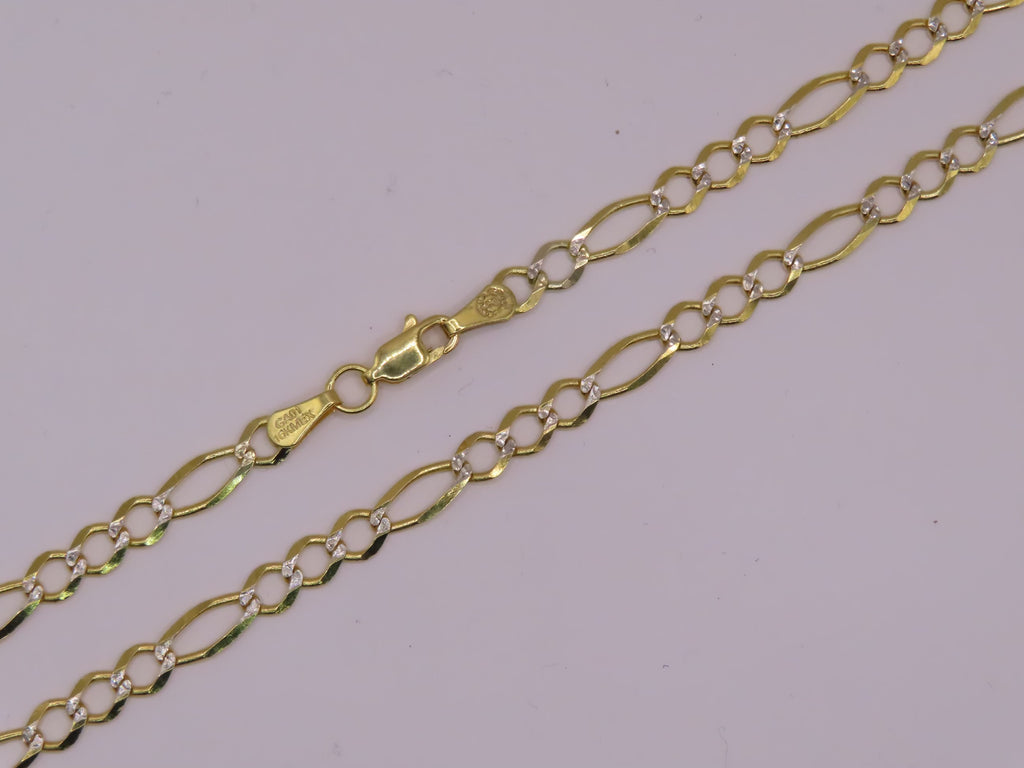 10k gold diamond cut figaro chain 24in/5mm