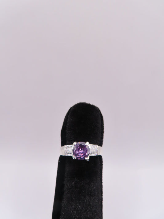 925 silver purple rock ring