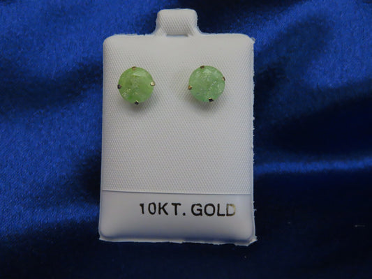Cubic Zirconia green round Stud Earrings in 10k Gold