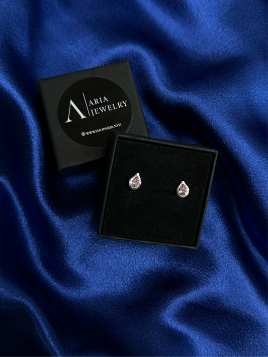 925 silver pink drop earrings