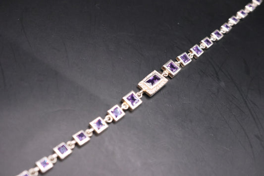 925 silver bracelet with purple cz