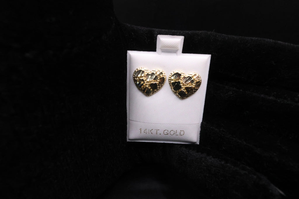 Big heart nugget earrings  14k gold
