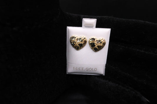 Big heart nugget earrings  14k gold
