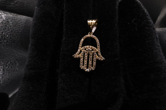 Hamsa hand pendant 14k gold