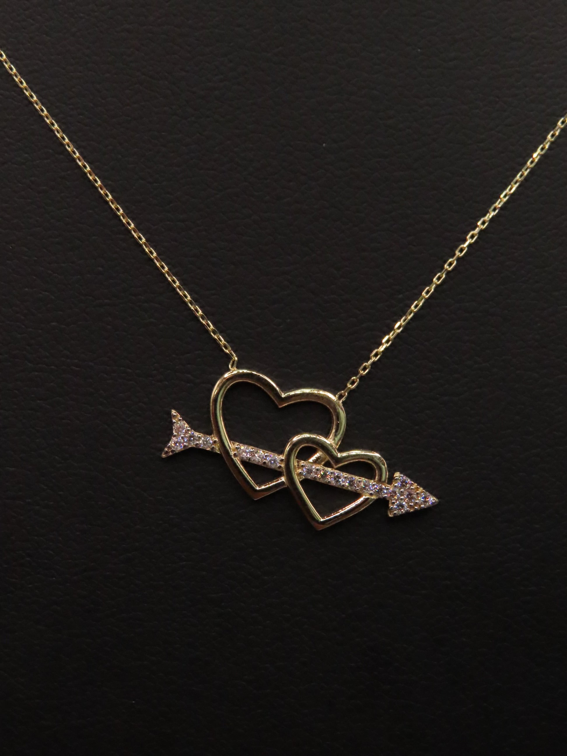14k Gold double hearts necklace
