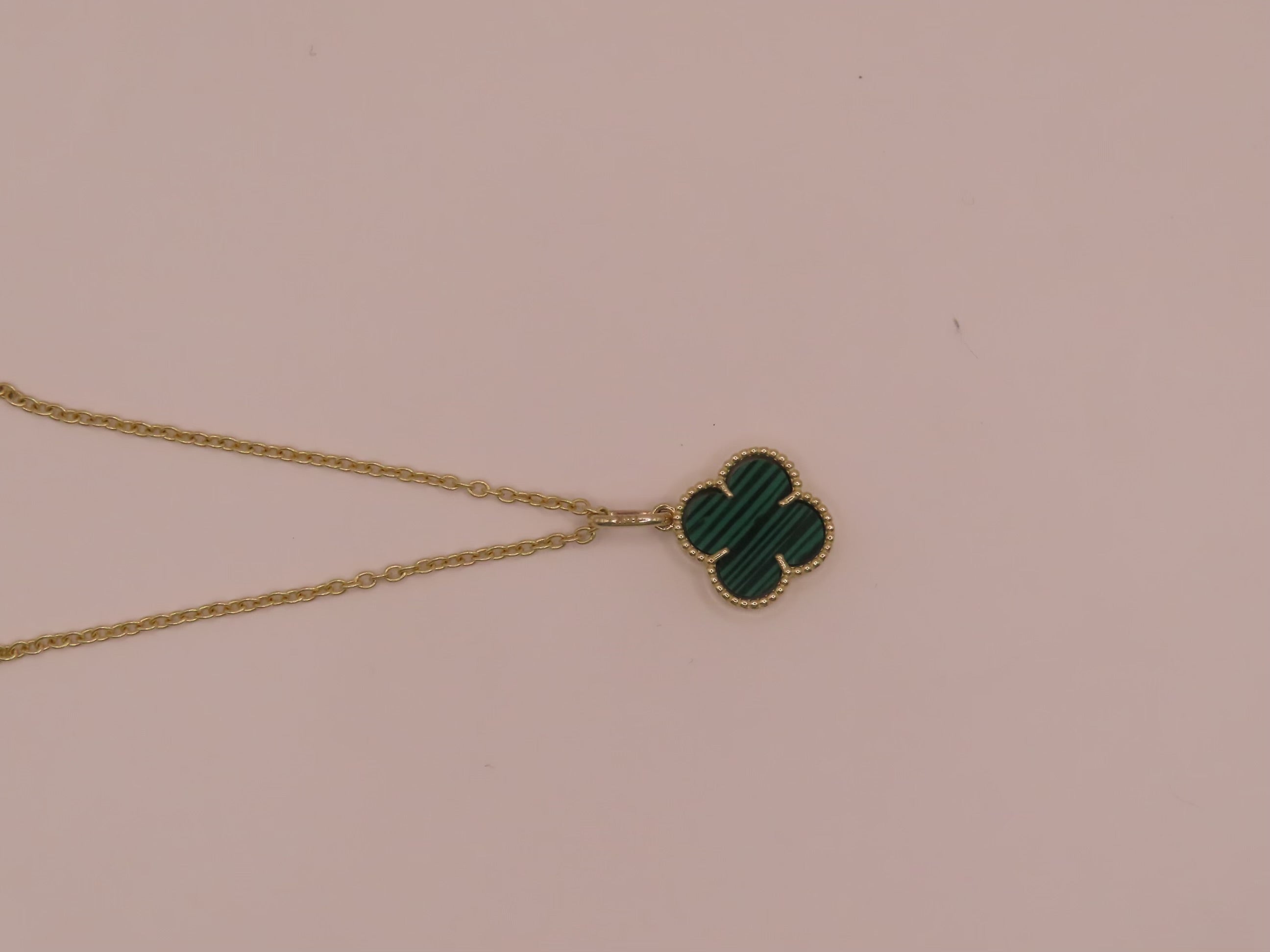 Green clover 10k gold necklace