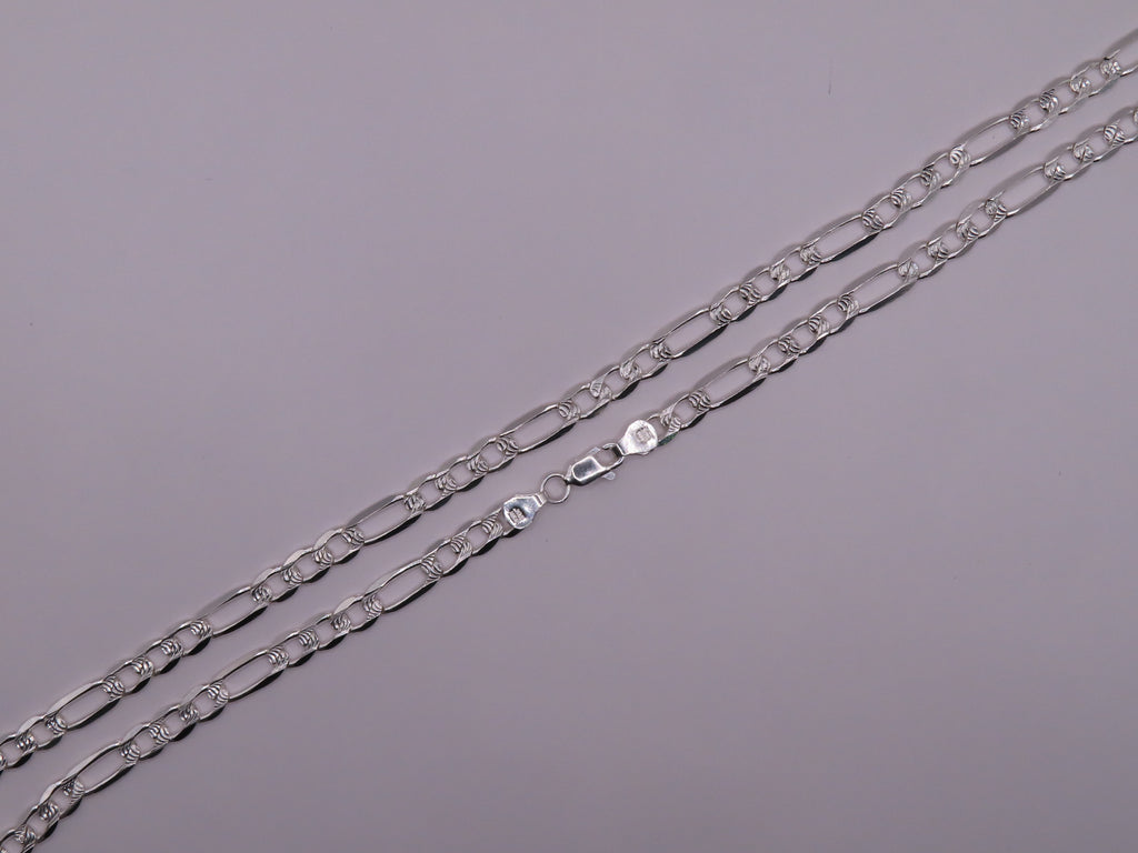 Diamonds Cut Figaro Chain 23.5in/6mm