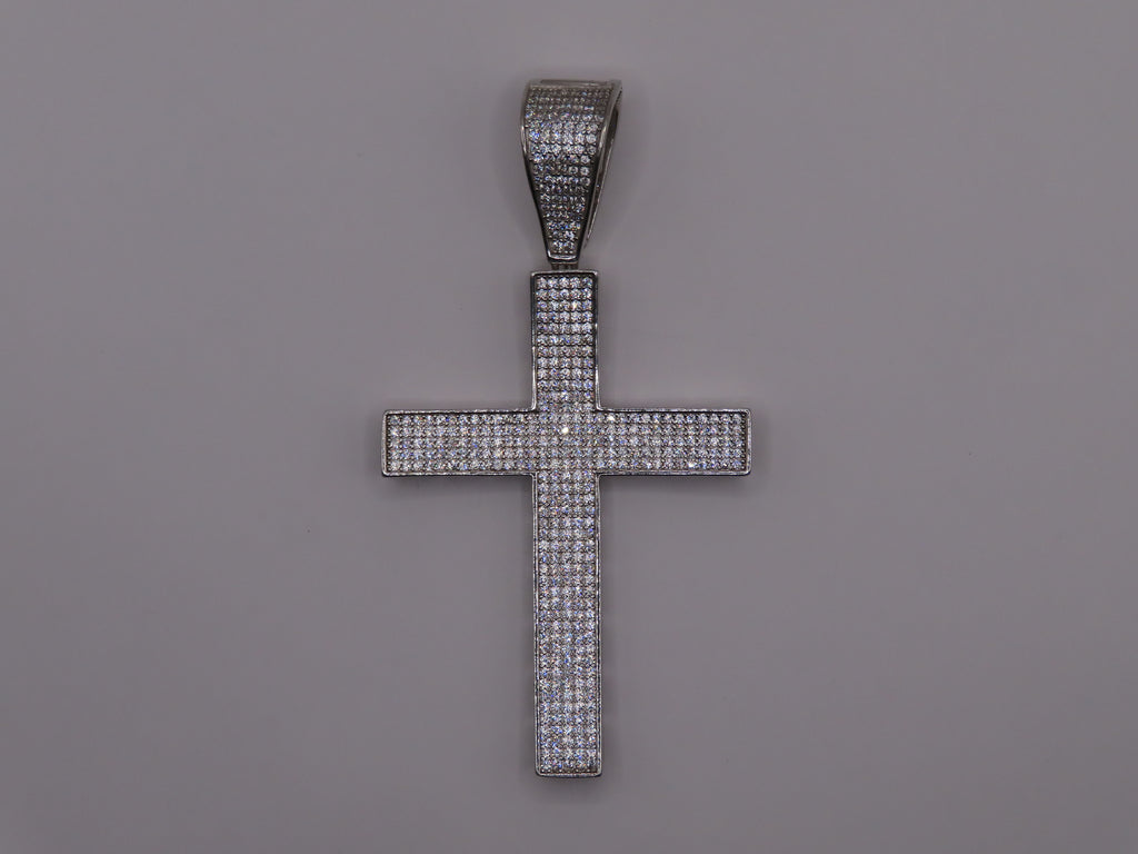 Curve Cross Pendant w/CZ 7.5cm/4cm